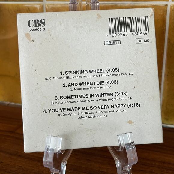 Blood Sweat & Tears Spinning Wheel 1989 European 3" CD single CBS 654608 3 RARE - Picture 6 of 6